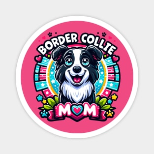 Border Collie Mom: Cheerful Cartoon Dog Love Design Magnet